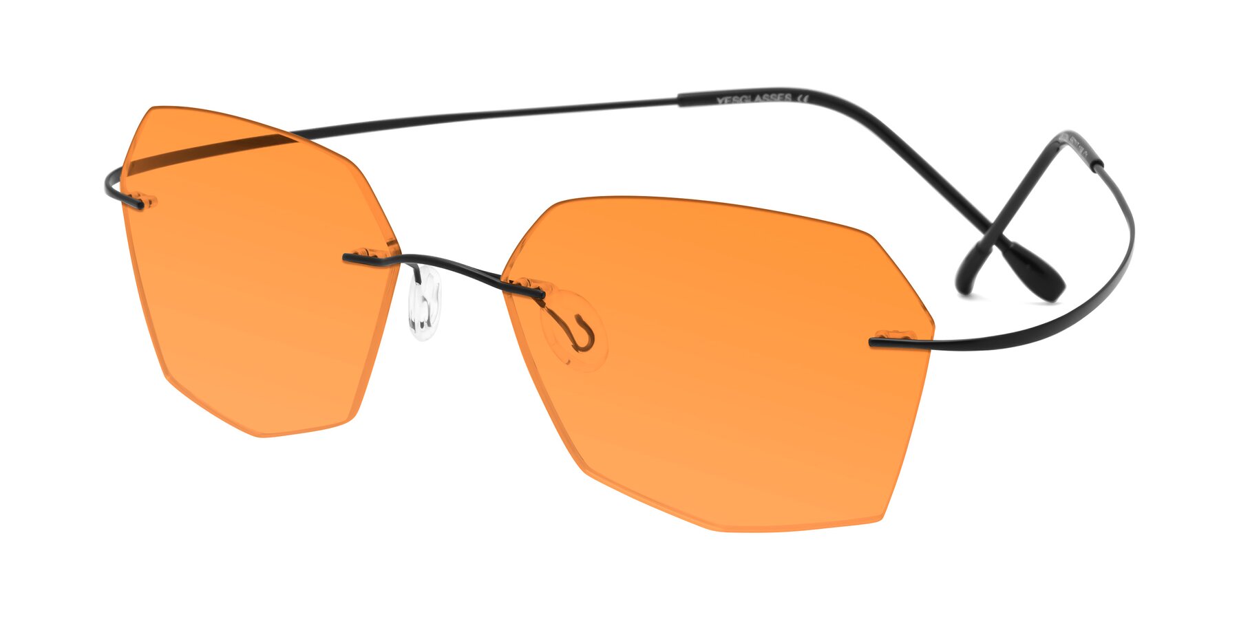 Angle of Denzel in Black with Orange Tinted Lenses