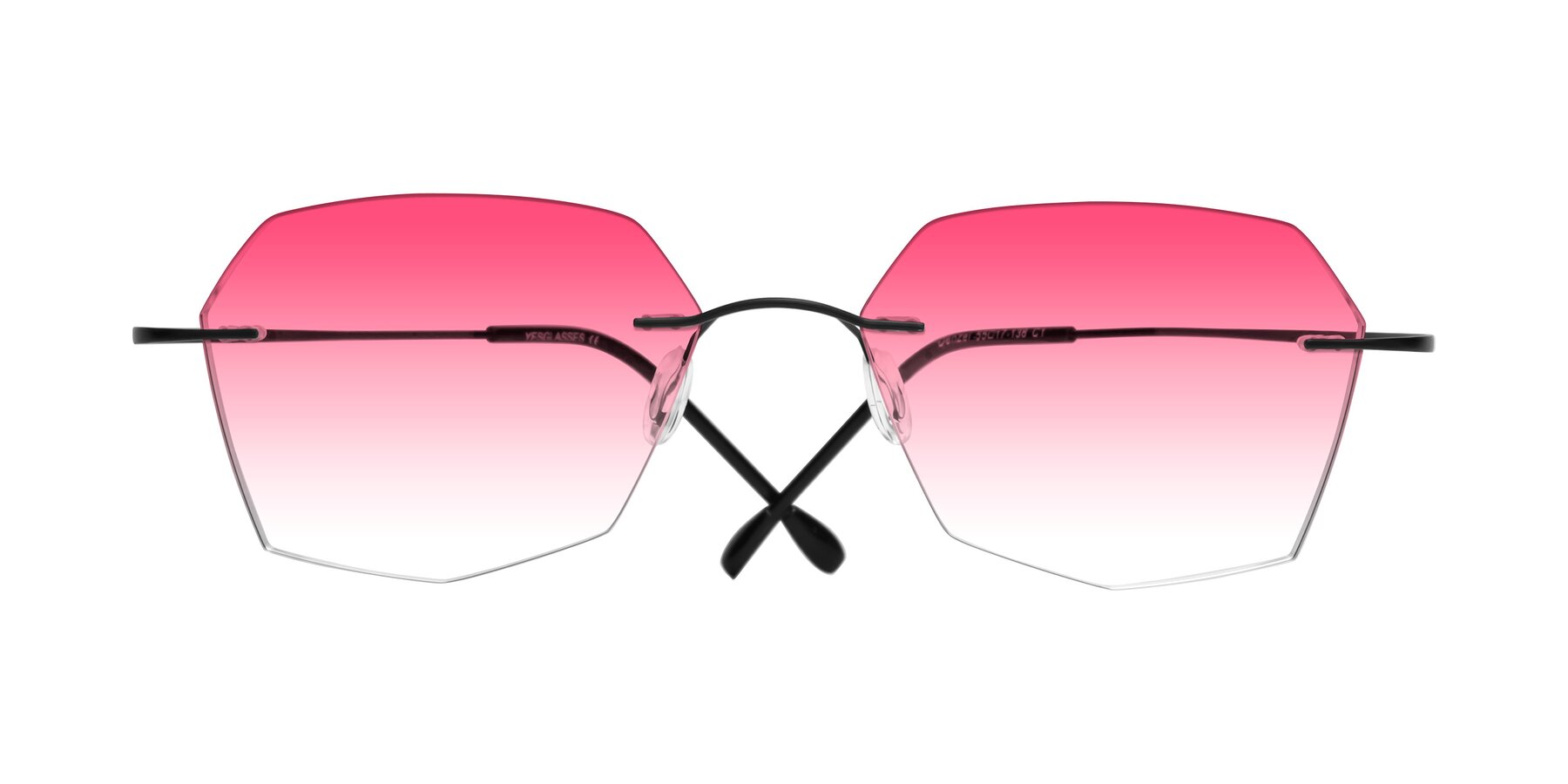 Folded Front of Denzel in Black with Pink Gradient Lenses