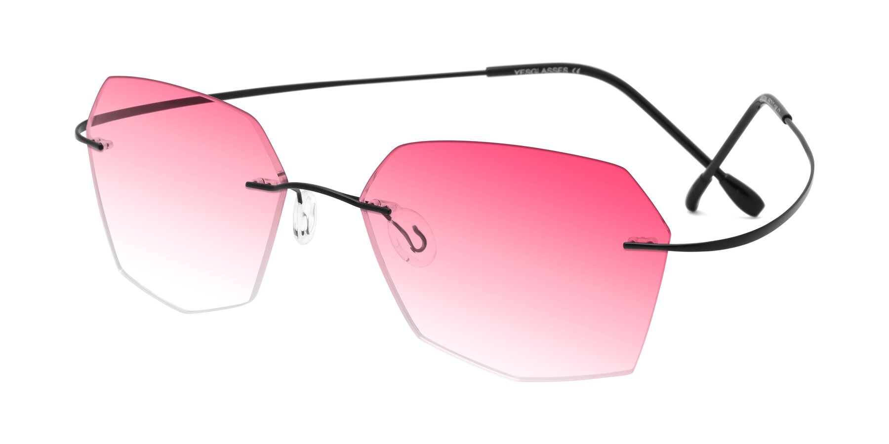 Angle of Denzel in Black with Pink Gradient Lenses