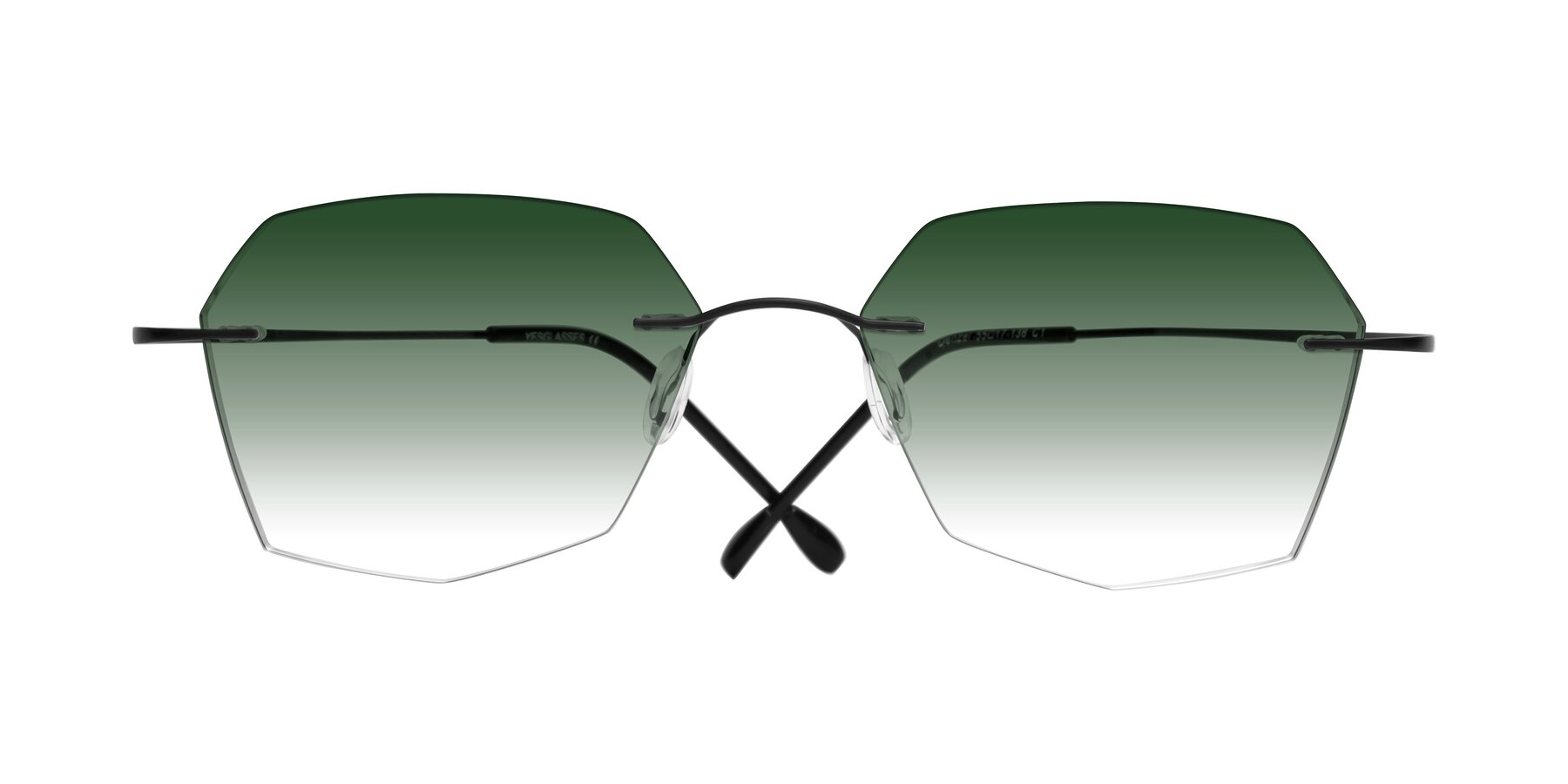 Folded Front of Denzel in Black with Green Gradient Lenses