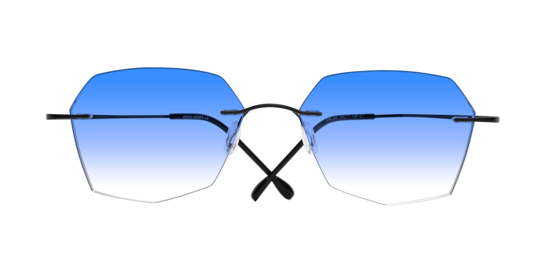 Folded Front of Denzel in Black with Blue Gradient Lenses