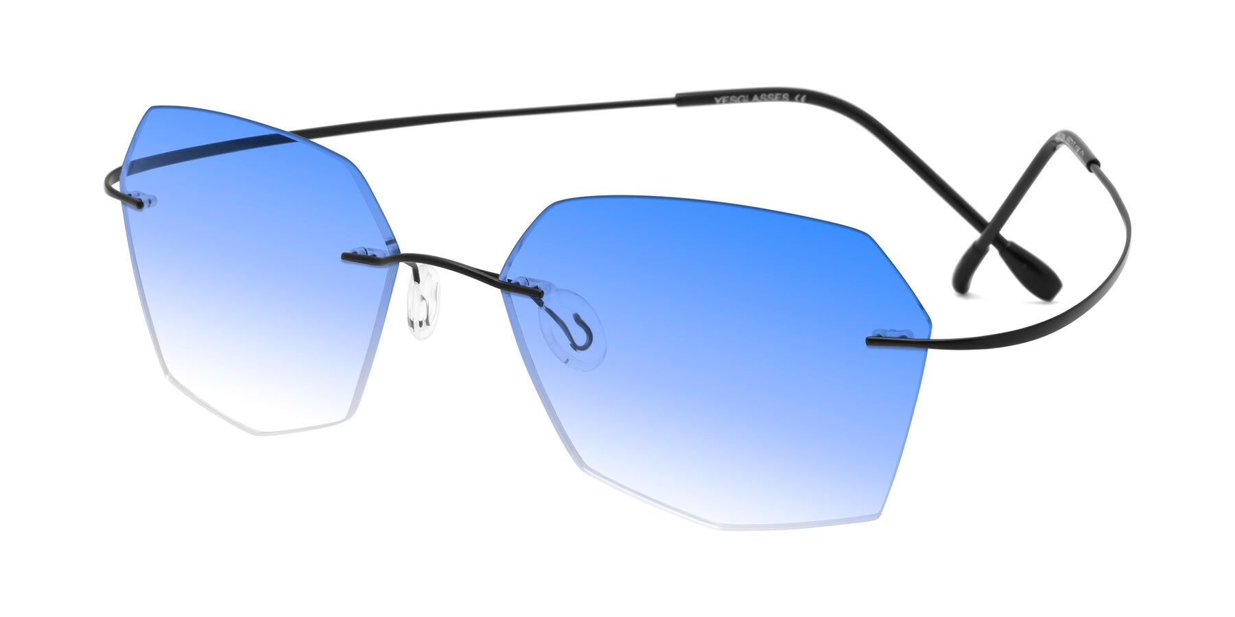 Angle of Denzel in Black with Blue Gradient Lenses