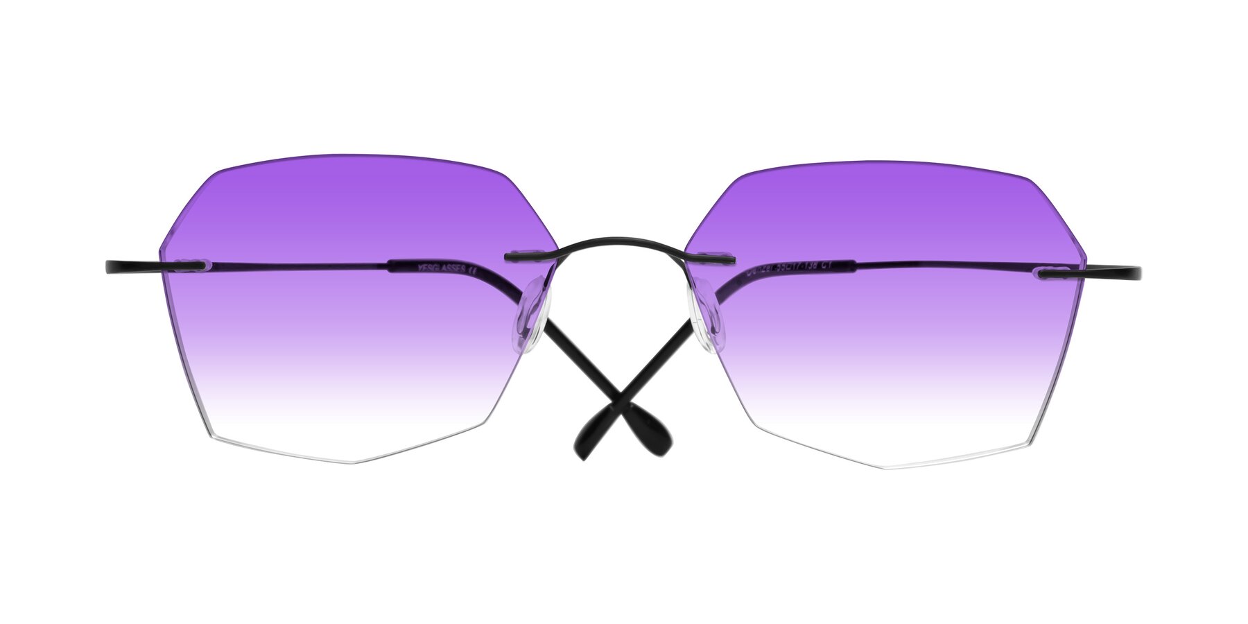 Folded Front of Denzel in Black with Purple Gradient Lenses