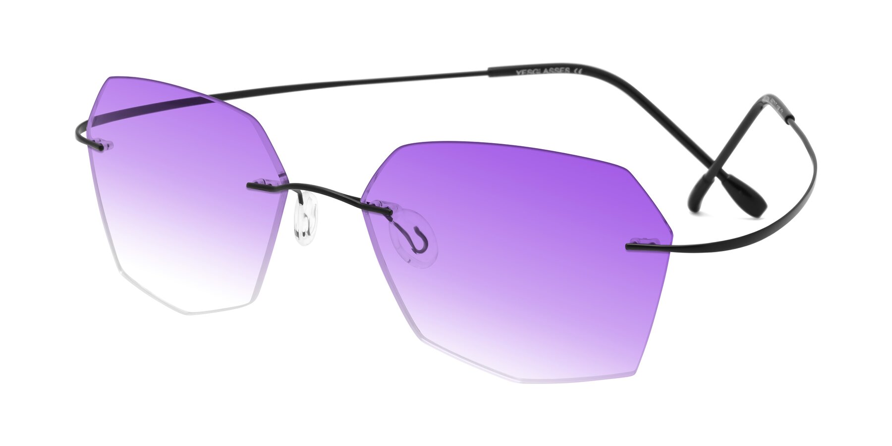 Angle of Denzel in Black with Purple Gradient Lenses