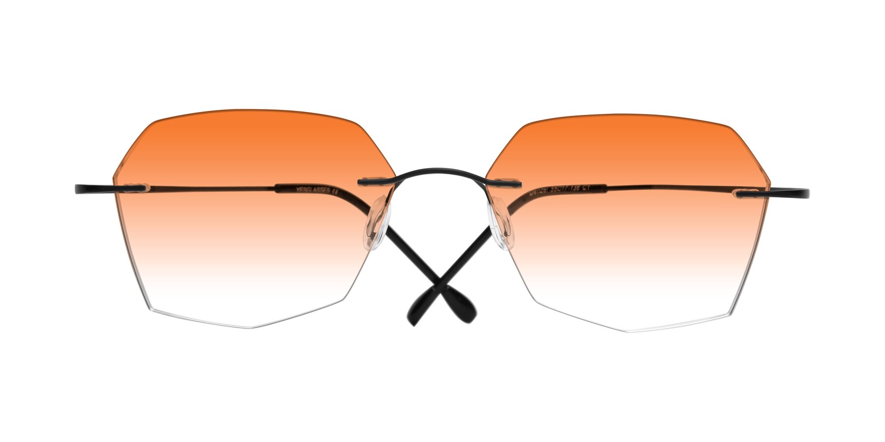 Folded Front of Denzel in Black with Orange Gradient Lenses