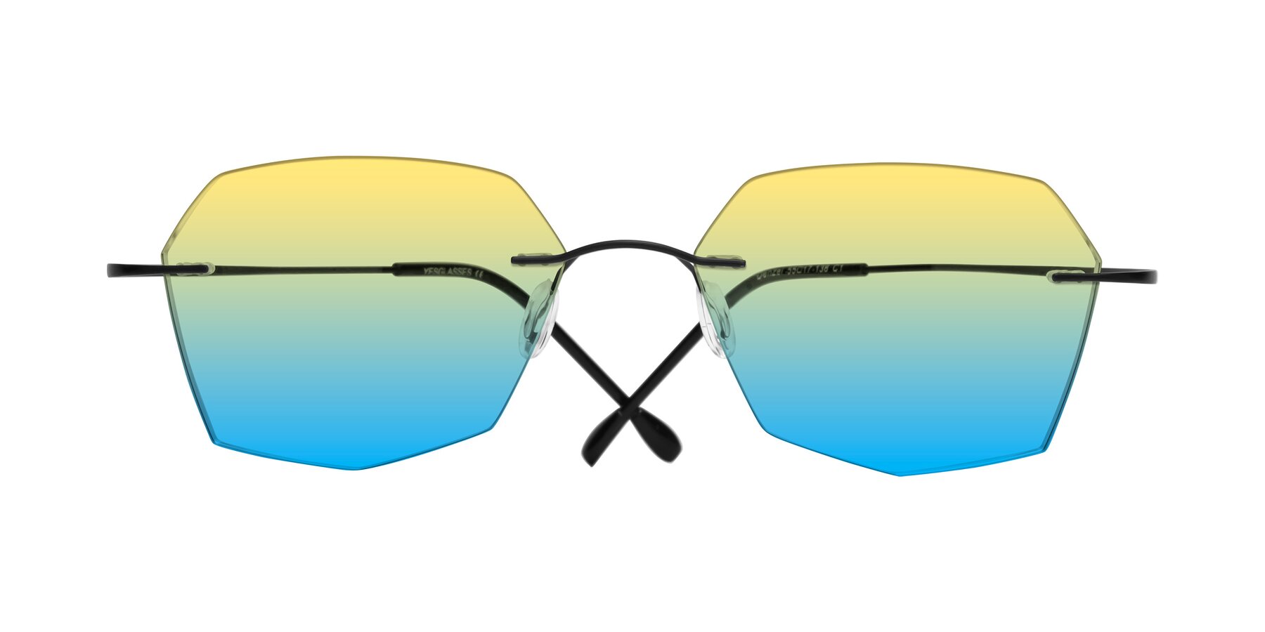 Folded Front of Denzel in Black with Yellow / Blue Gradient Lenses