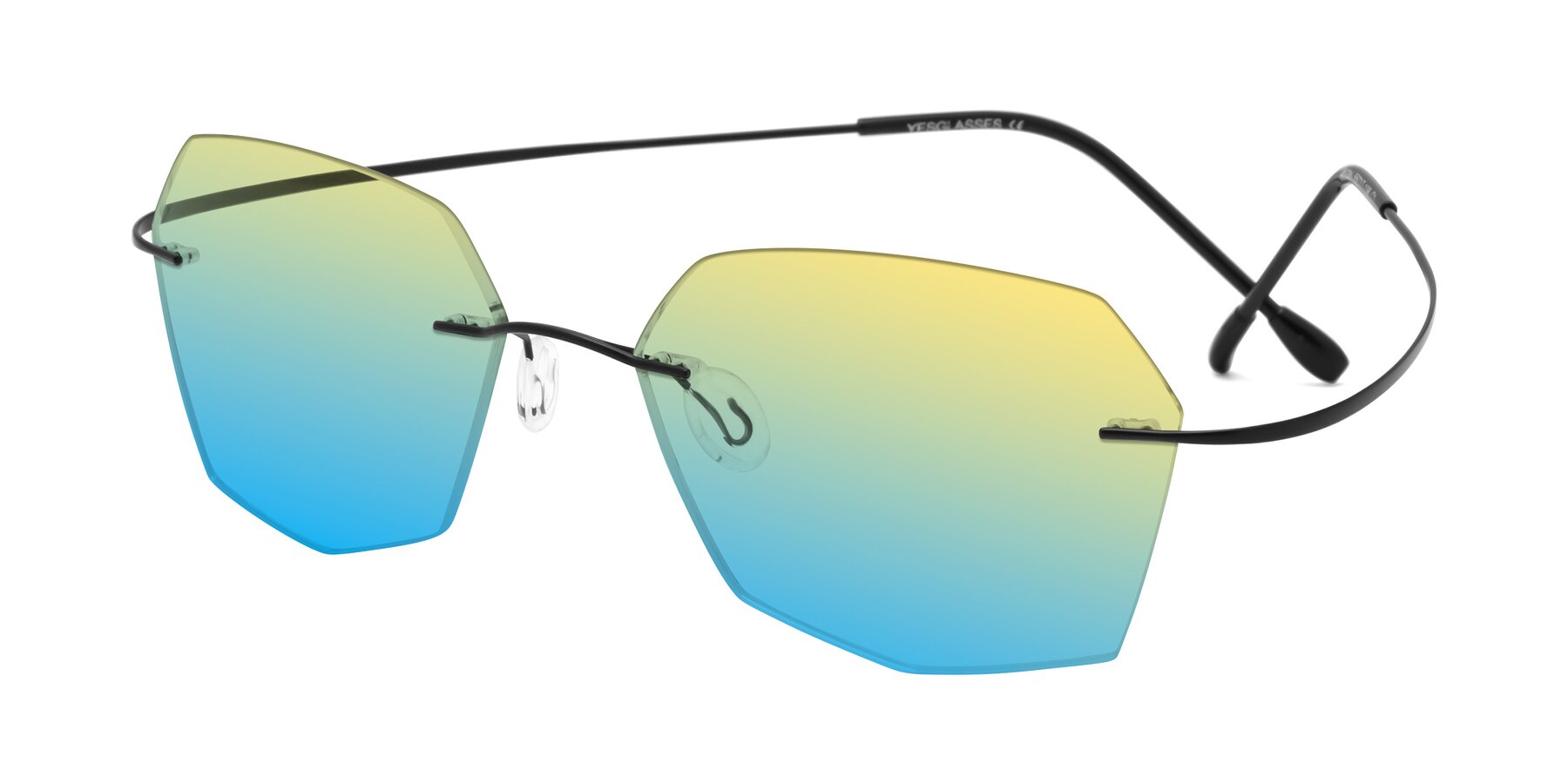 Angle of Denzel in Black with Yellow / Blue Gradient Lenses