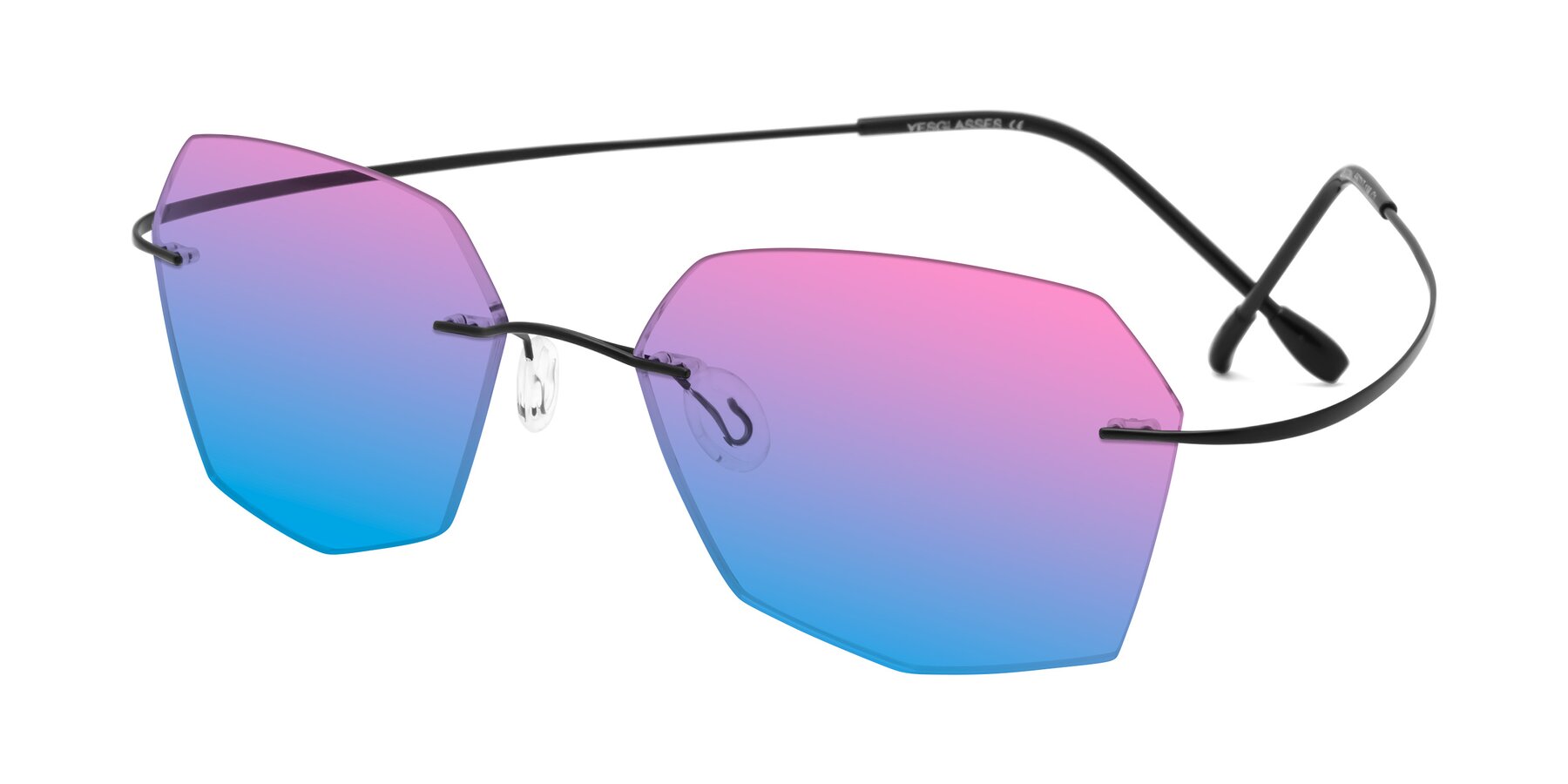 Angle of Denzel in Black with Pink / Blue Gradient Lenses