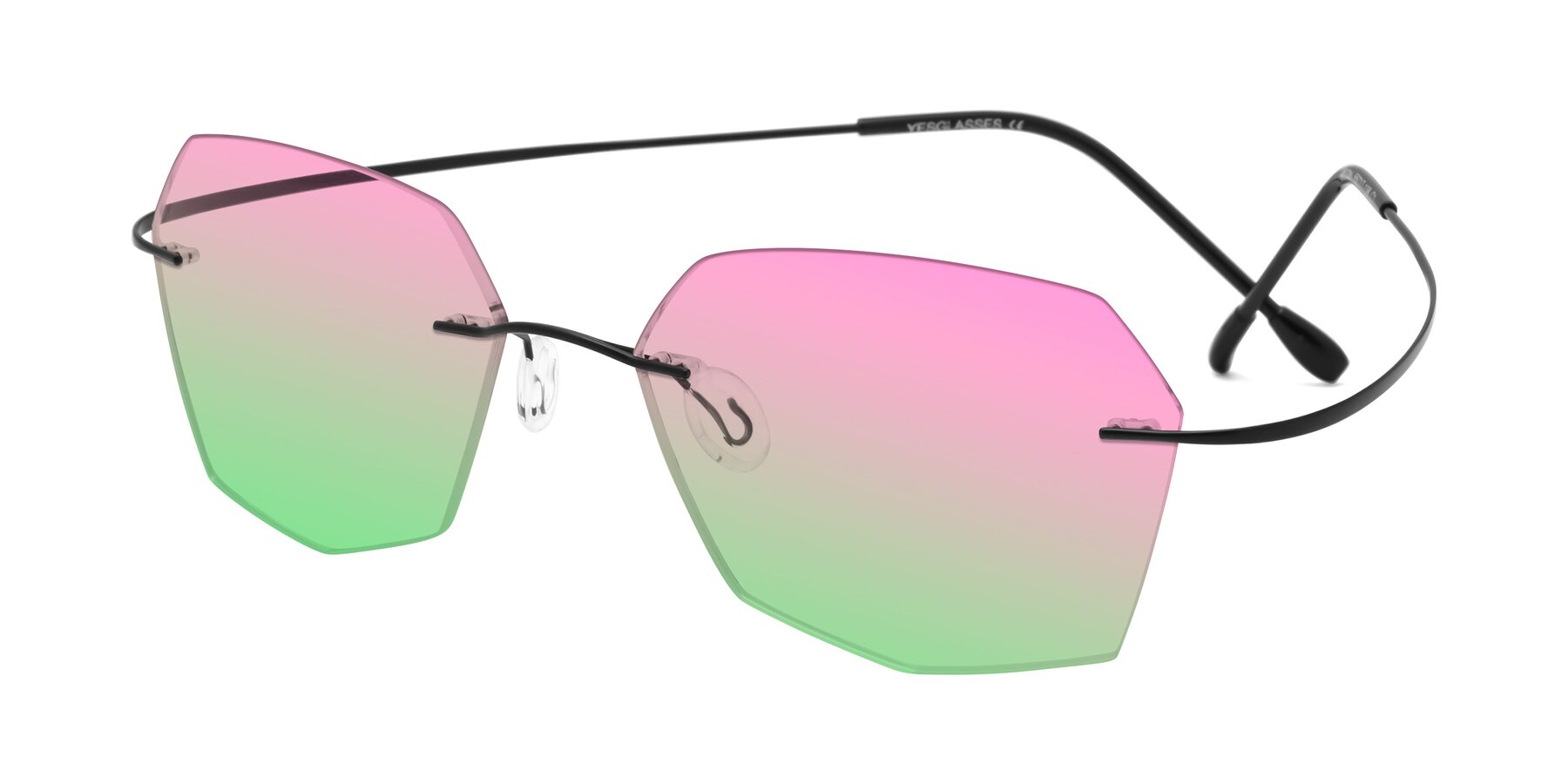 Angle of Denzel in Black with Pink / Green Gradient Lenses