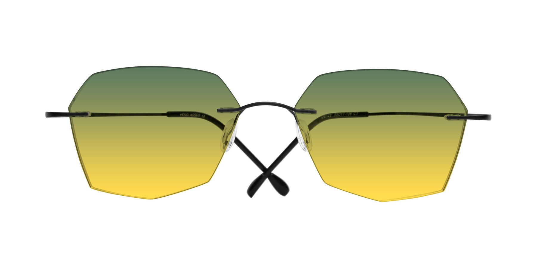 Folded Front of Denzel in Black with Green / Yellow Gradient Lenses