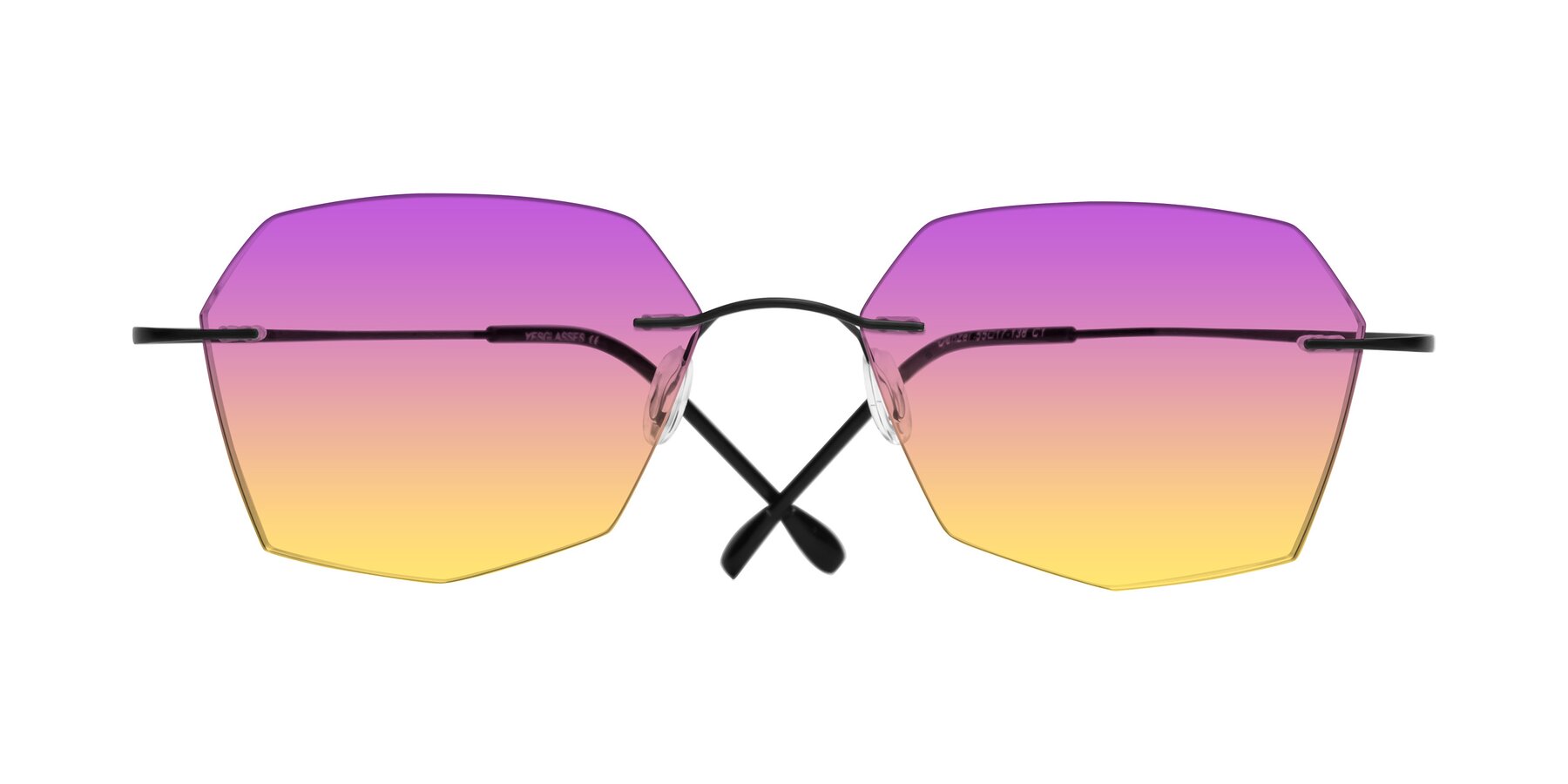 Folded Front of Denzel in Black with Purple / Yellow Gradient Lenses