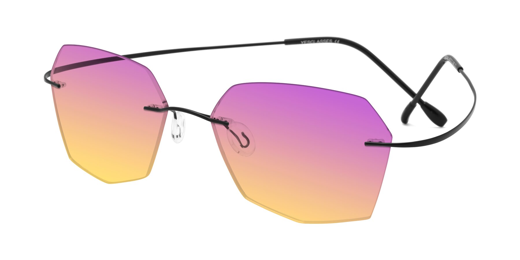 Angle of Denzel in Black with Purple / Yellow Gradient Lenses