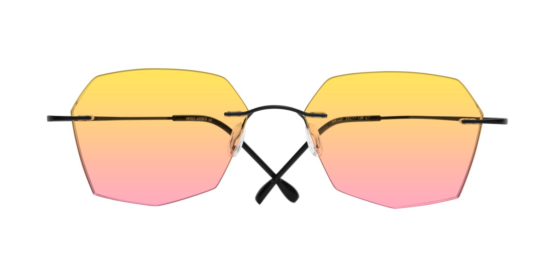 Folded Front of Denzel in Black with Yellow / Pink Gradient Lenses