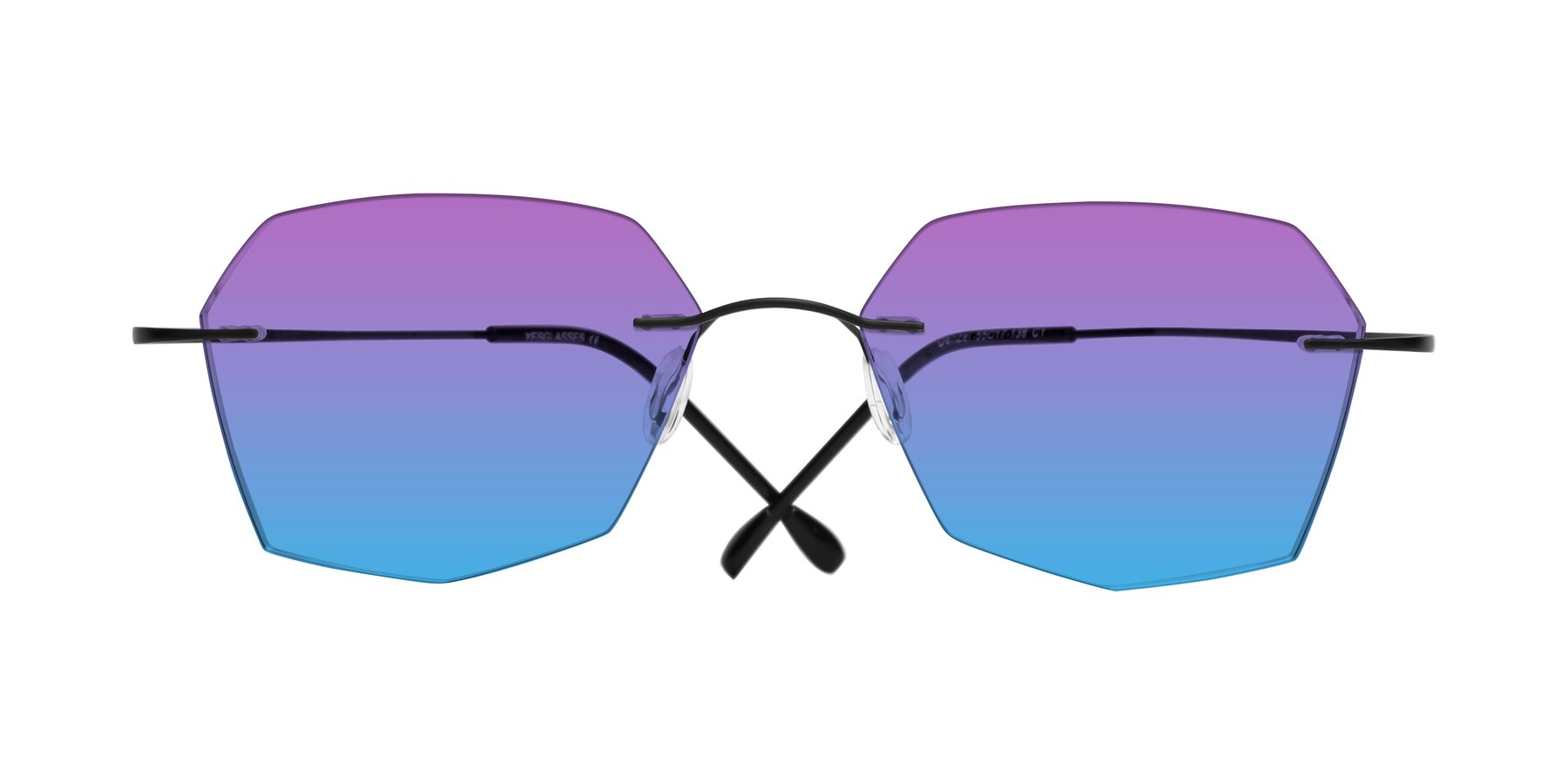 Folded Front of Denzel in Black with Purple / Blue Gradient Lenses