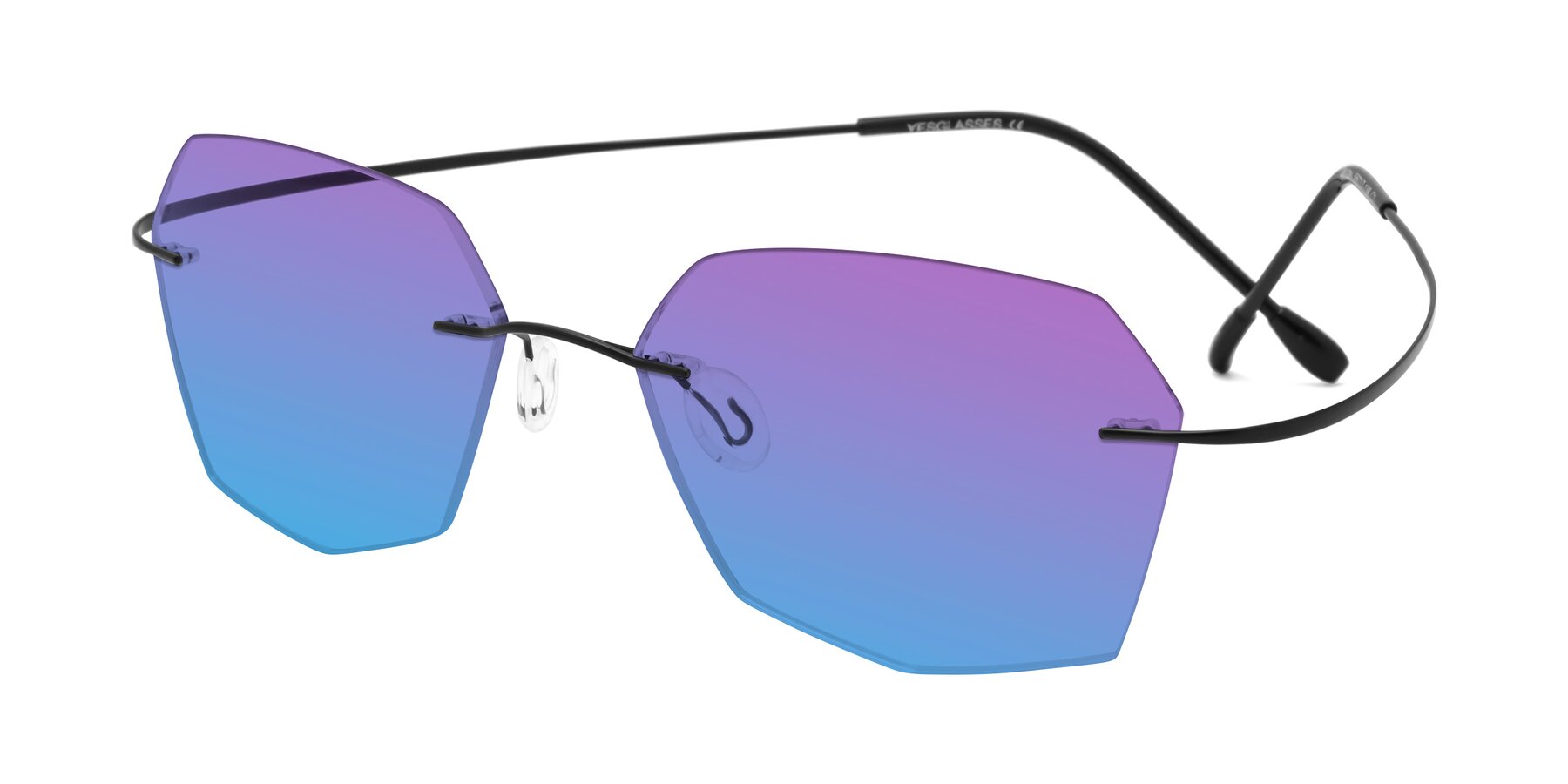 Angle of Denzel in Black with Purple / Blue Gradient Lenses