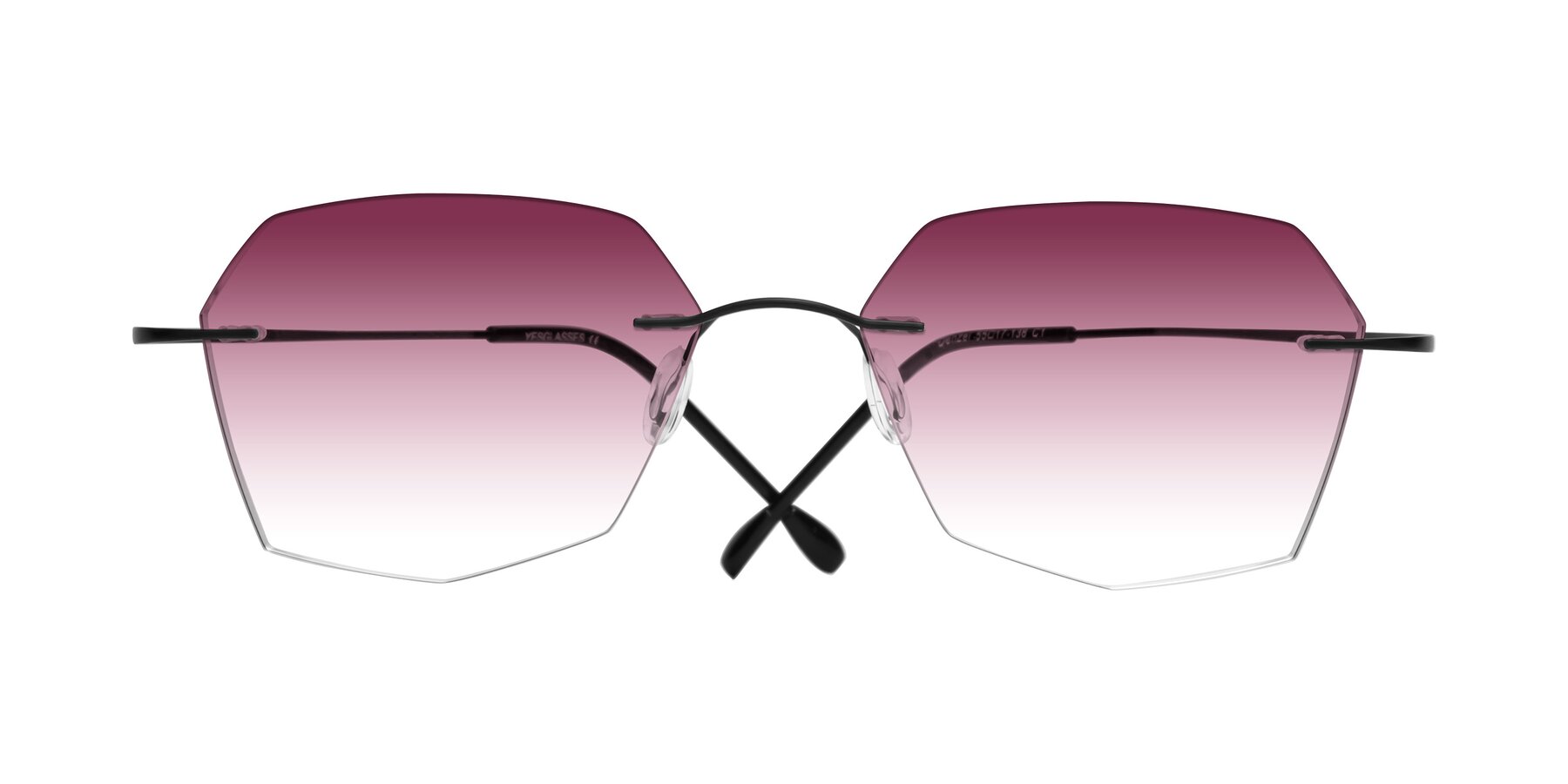 Folded Front of Denzel in Black with Wine Gradient Lenses