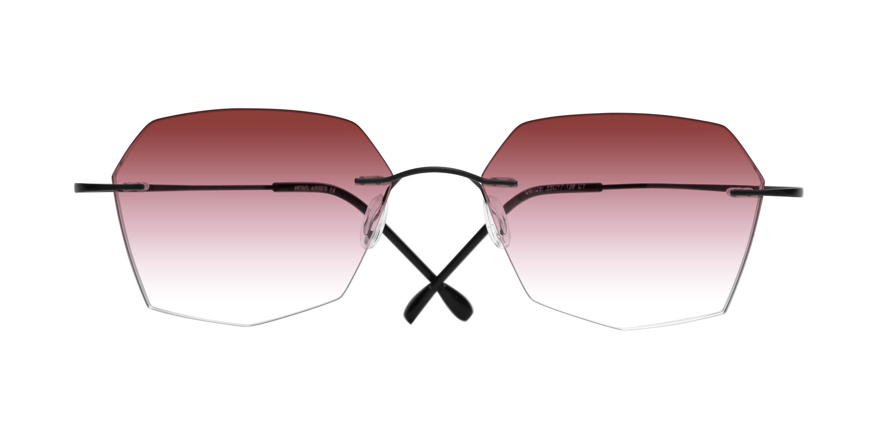 Folded Front of Denzel in Black with Garnet Gradient Lenses