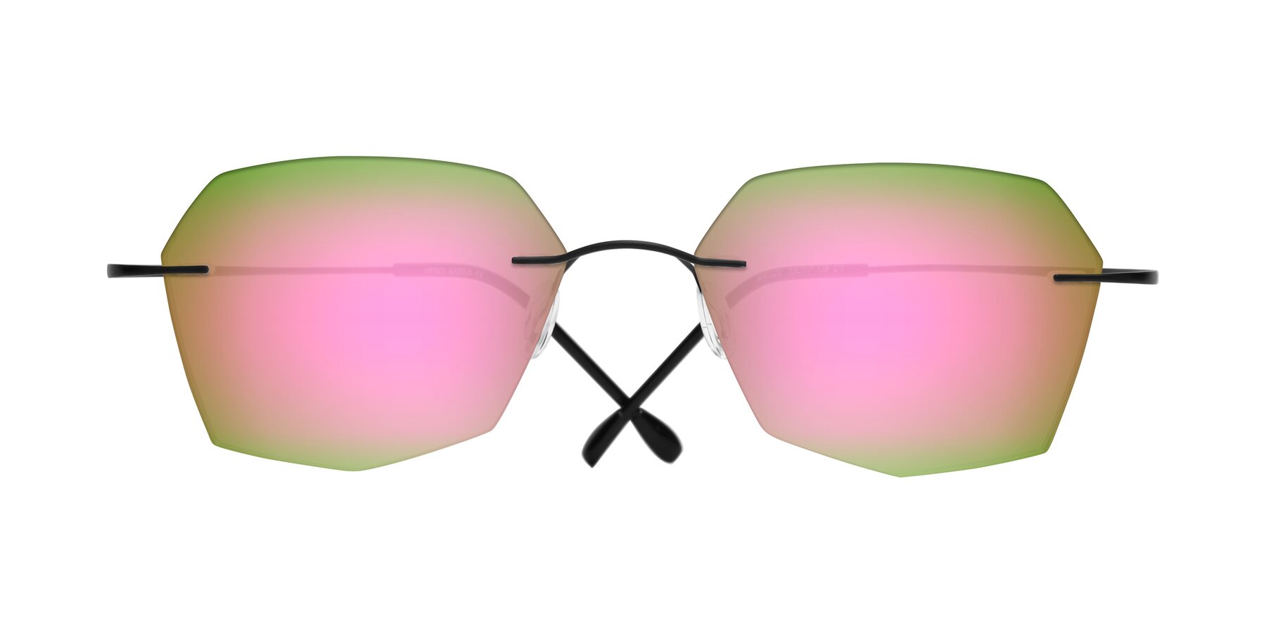 Folded Front of Denzel in Black with Pink Mirrored Lenses