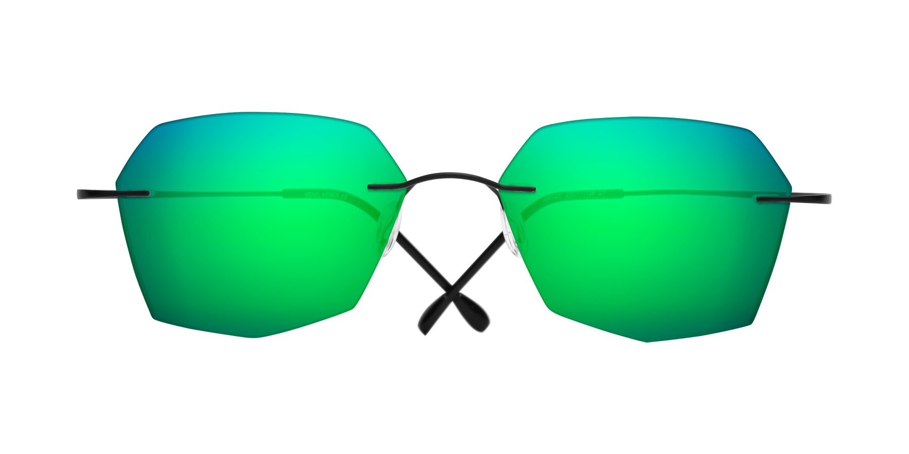 Folded Front of Denzel in Black with Green Mirrored Lenses