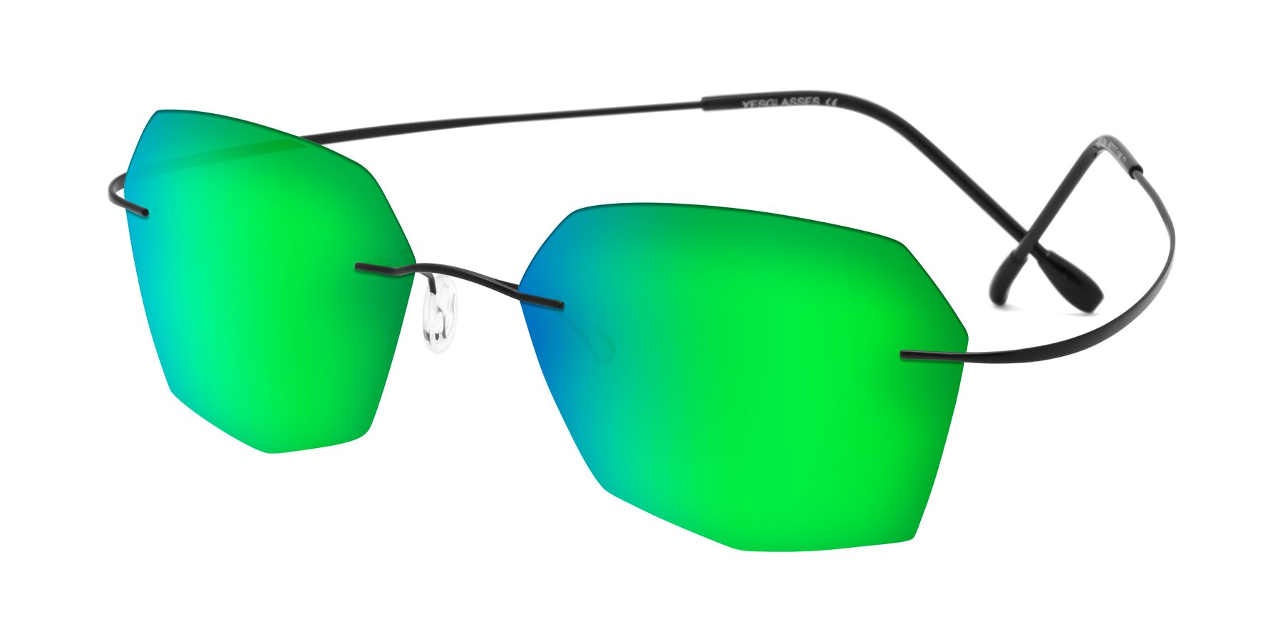 Angle of Denzel in Black with Green Mirrored Lenses