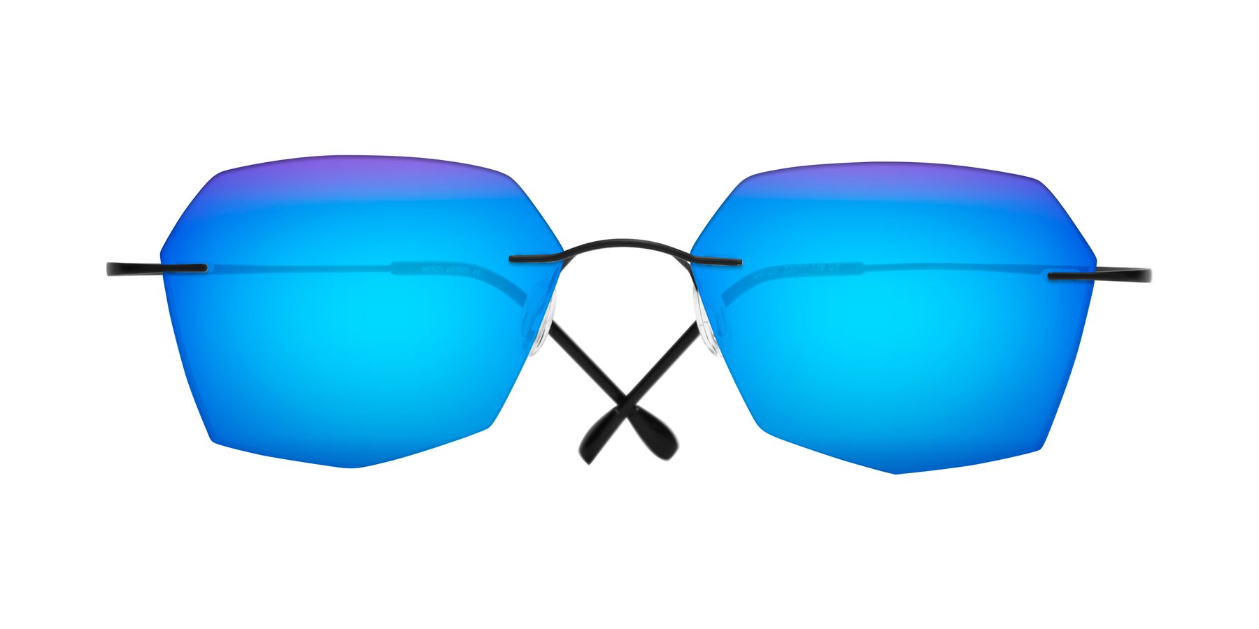 Folded Front of Denzel in Black with Blue Mirrored Lenses