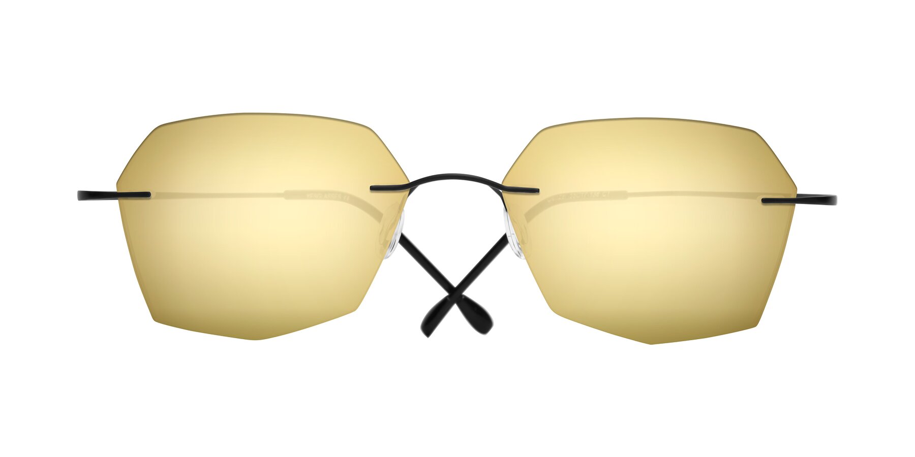 Folded Front of Denzel in Black with Gold Mirrored Lenses