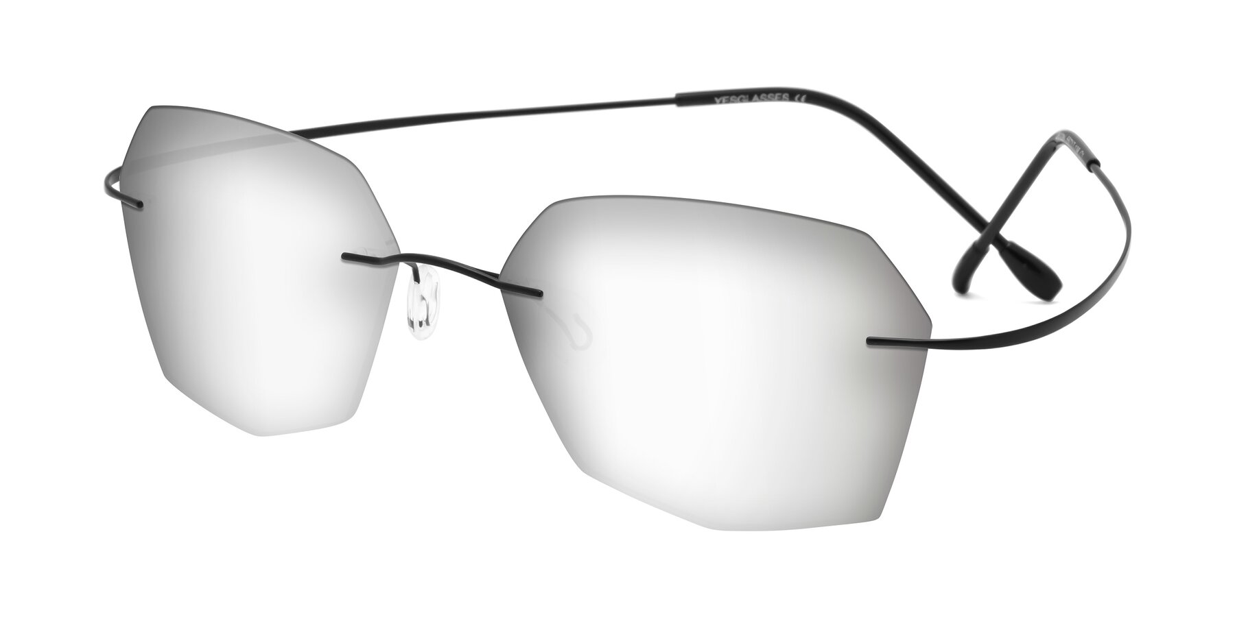 Angle of Denzel in Black with Silver Mirrored Lenses