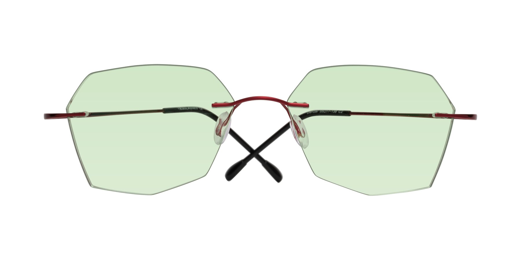 Folded Front of Denzel in Wine with Light Green Tinted Lenses