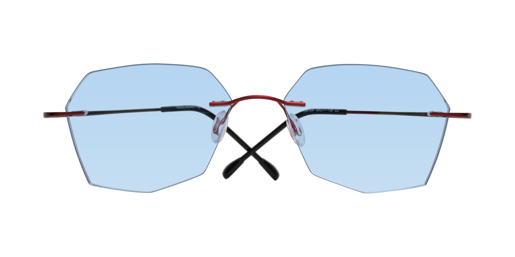 Folded Front of Denzel in Wine with Light Blue Tinted Lenses