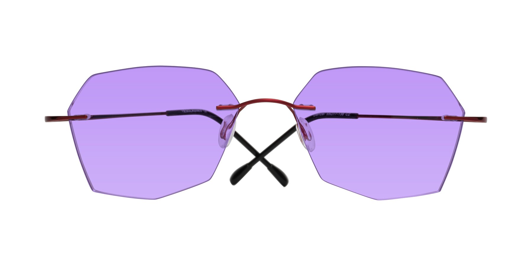 Folded Front of Denzel in Wine with Medium Purple Tinted Lenses