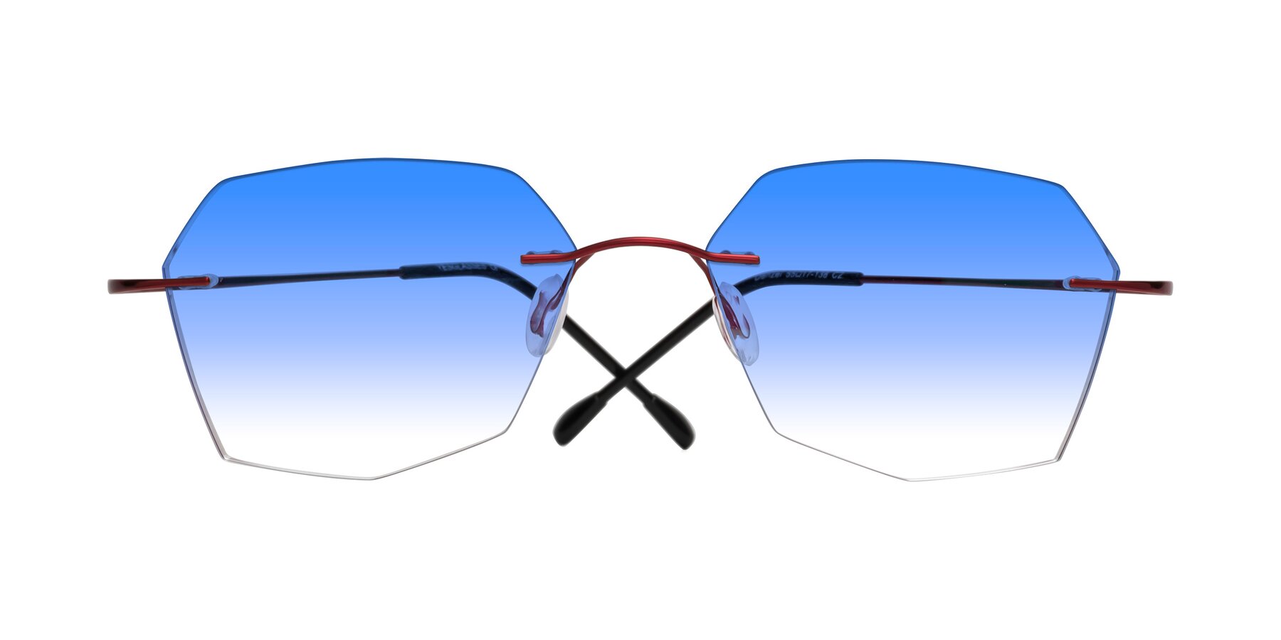 Folded Front of Denzel in Wine with Blue Gradient Lenses