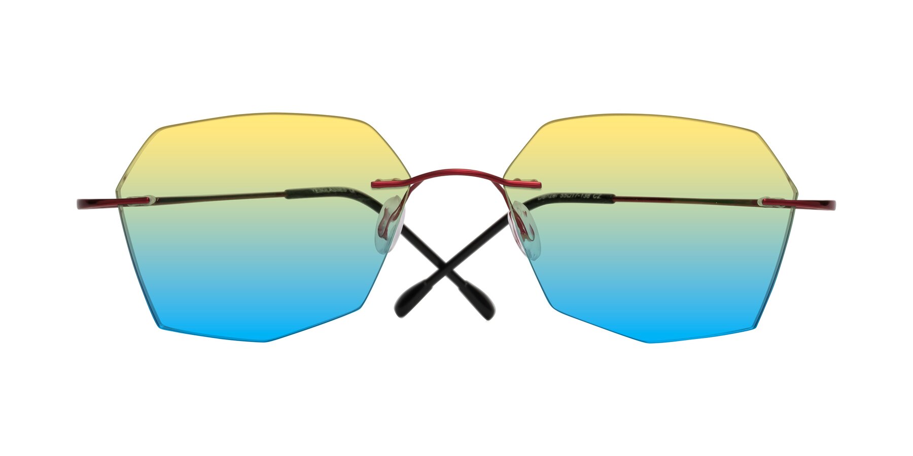 Folded Front of Denzel in Wine with Yellow / Blue Gradient Lenses