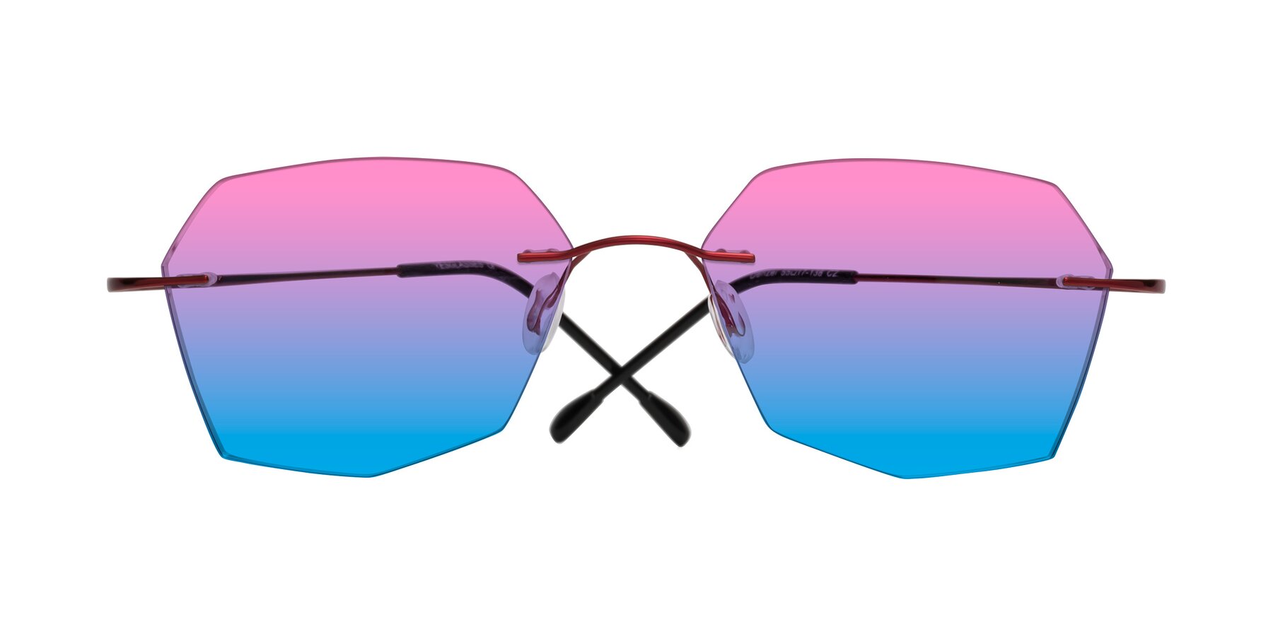 Folded Front of Denzel in Wine with Pink / Blue Gradient Lenses