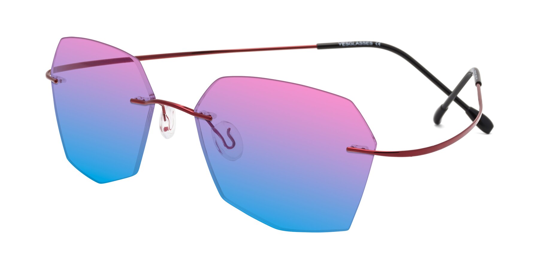 Angle of Denzel in Wine with Pink / Blue Gradient Lenses