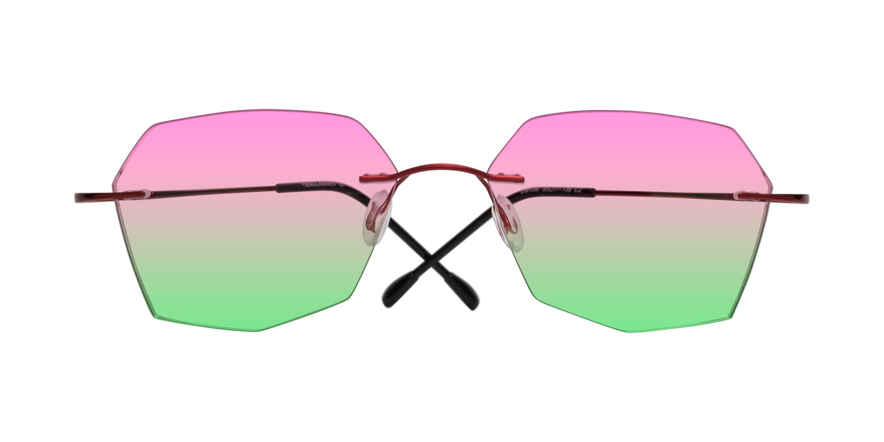 Folded Front of Denzel in Wine with Pink / Green Gradient Lenses