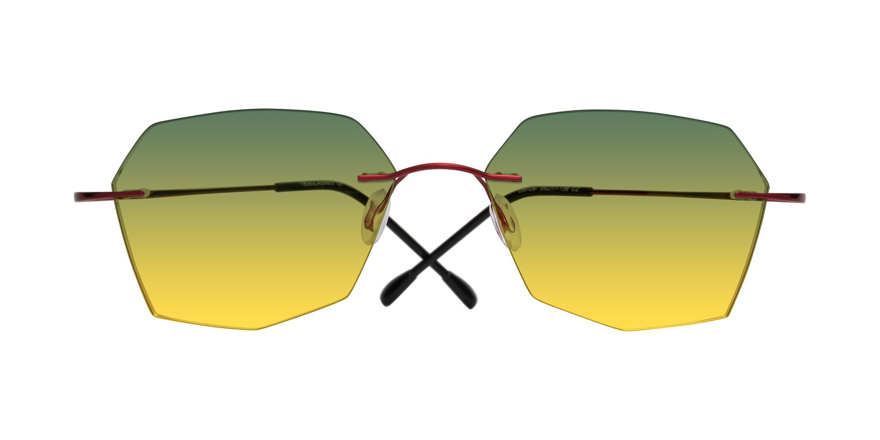 Folded Front of Denzel in Wine with Green / Yellow Gradient Lenses