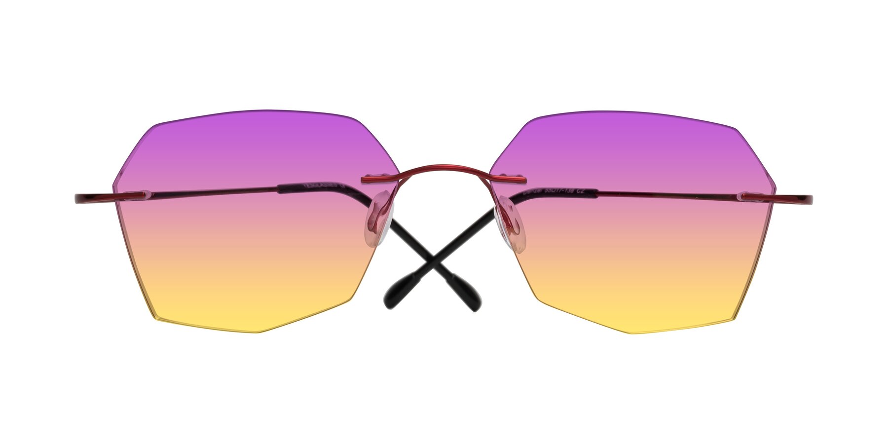 Folded Front of Denzel in Wine with Purple / Yellow Gradient Lenses