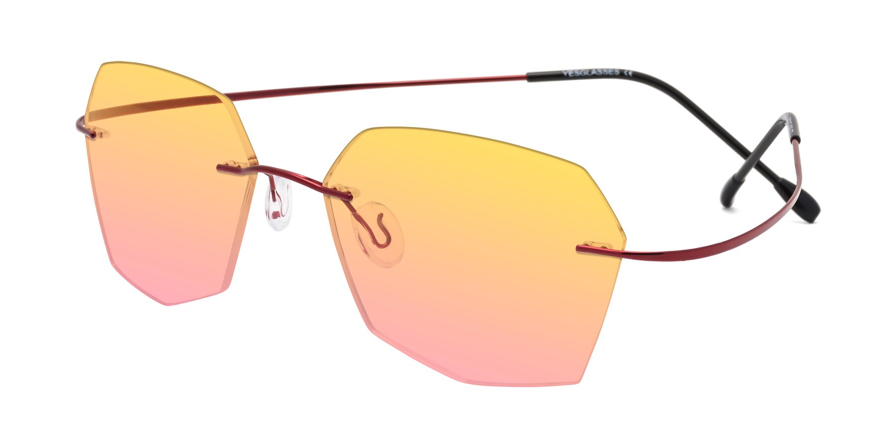 Angle of Denzel in Wine with Yellow / Pink Gradient Lenses