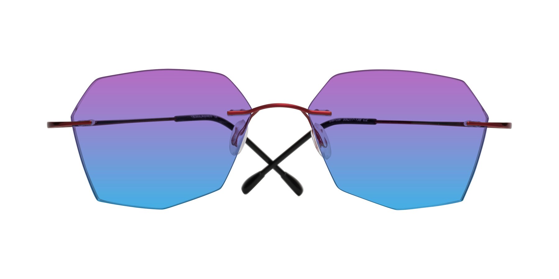 Folded Front of Denzel in Wine with Purple / Blue Gradient Lenses