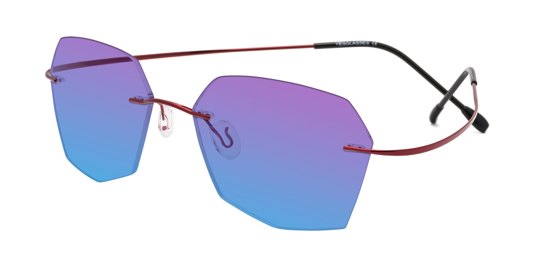 Angle of Denzel in Wine with Purple / Blue Gradient Lenses