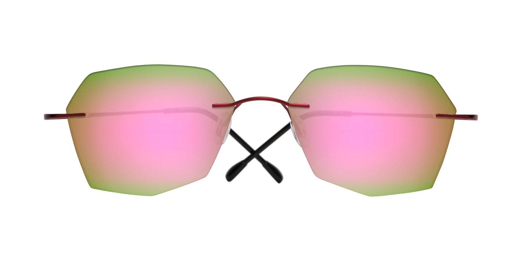 Folded Front of Denzel in Wine with Pink Mirrored Lenses