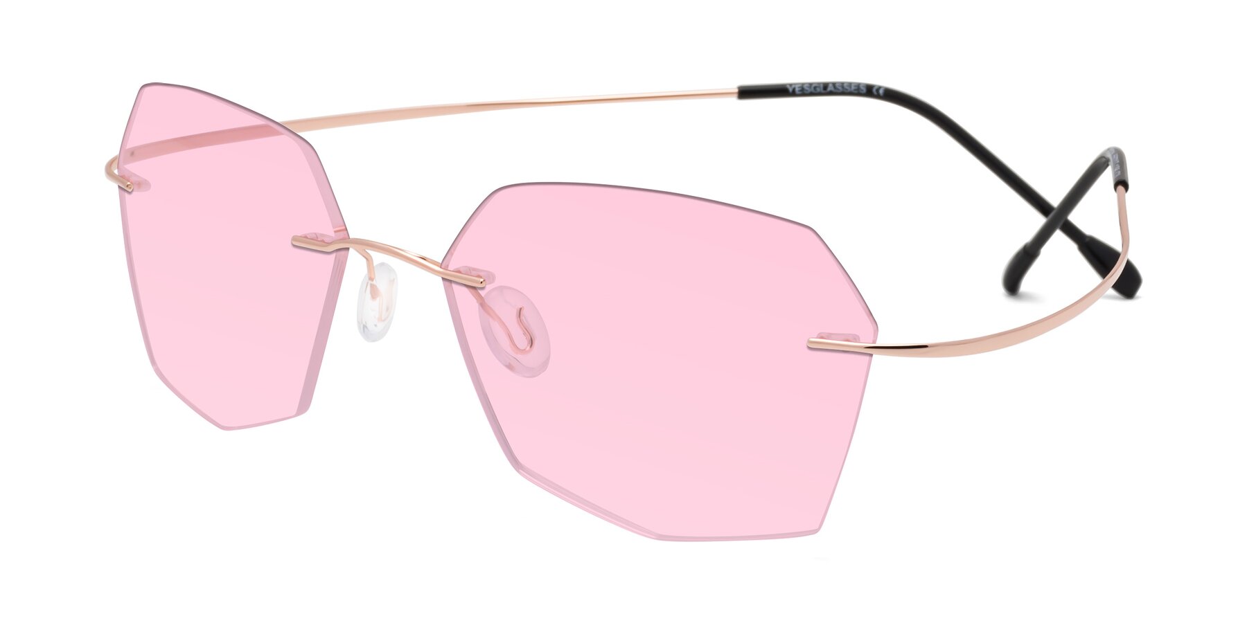 Angle of Denzel in Rose Gold with Light Pink Tinted Lenses