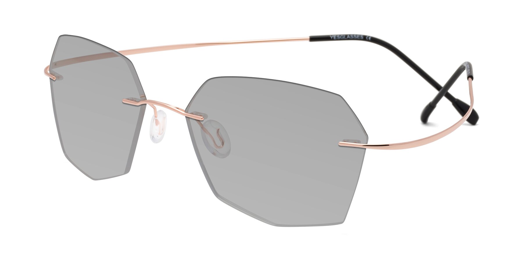 Angle of Denzel in Rose Gold with Light Gray Tinted Lenses