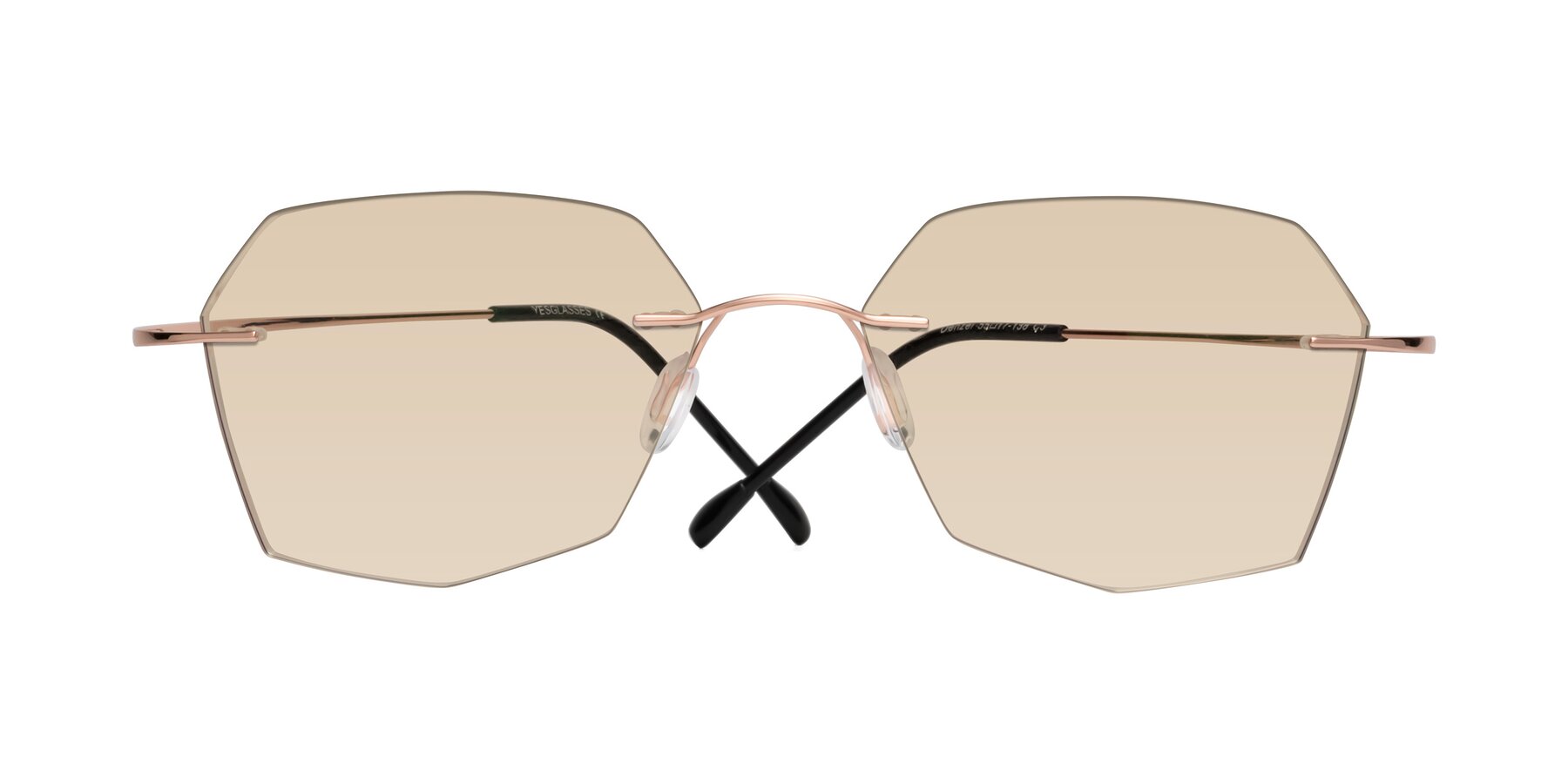 Folded Front of Denzel in Rose Gold with Light Brown Tinted Lenses