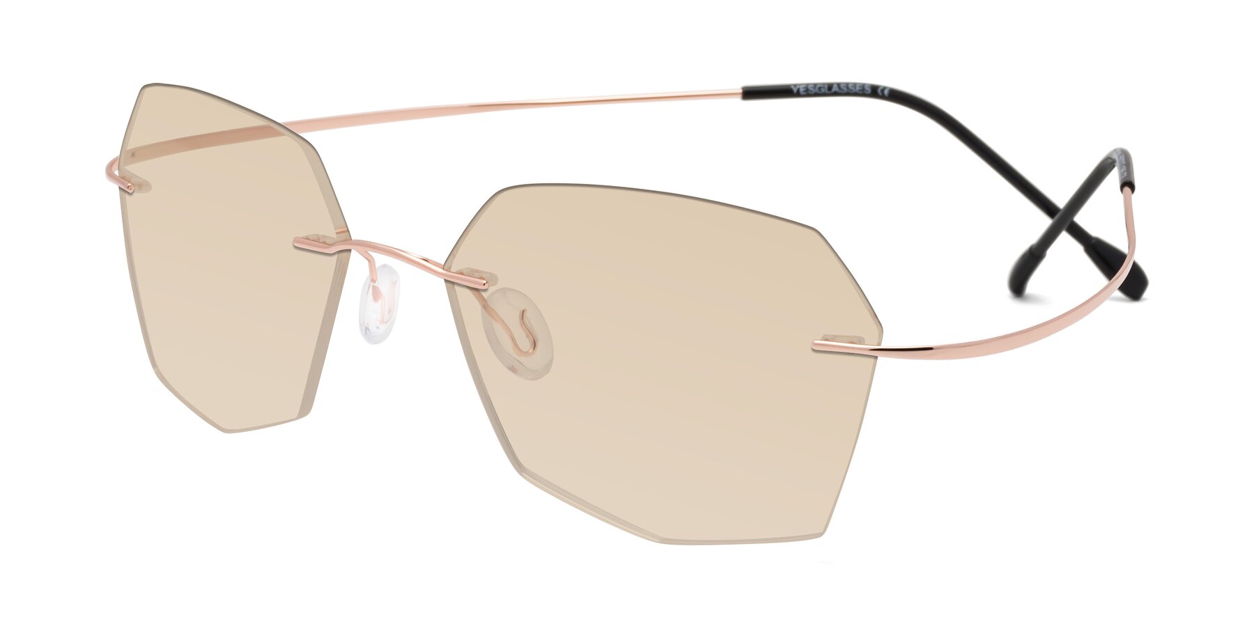 Angle of Denzel in Rose Gold with Light Brown Tinted Lenses