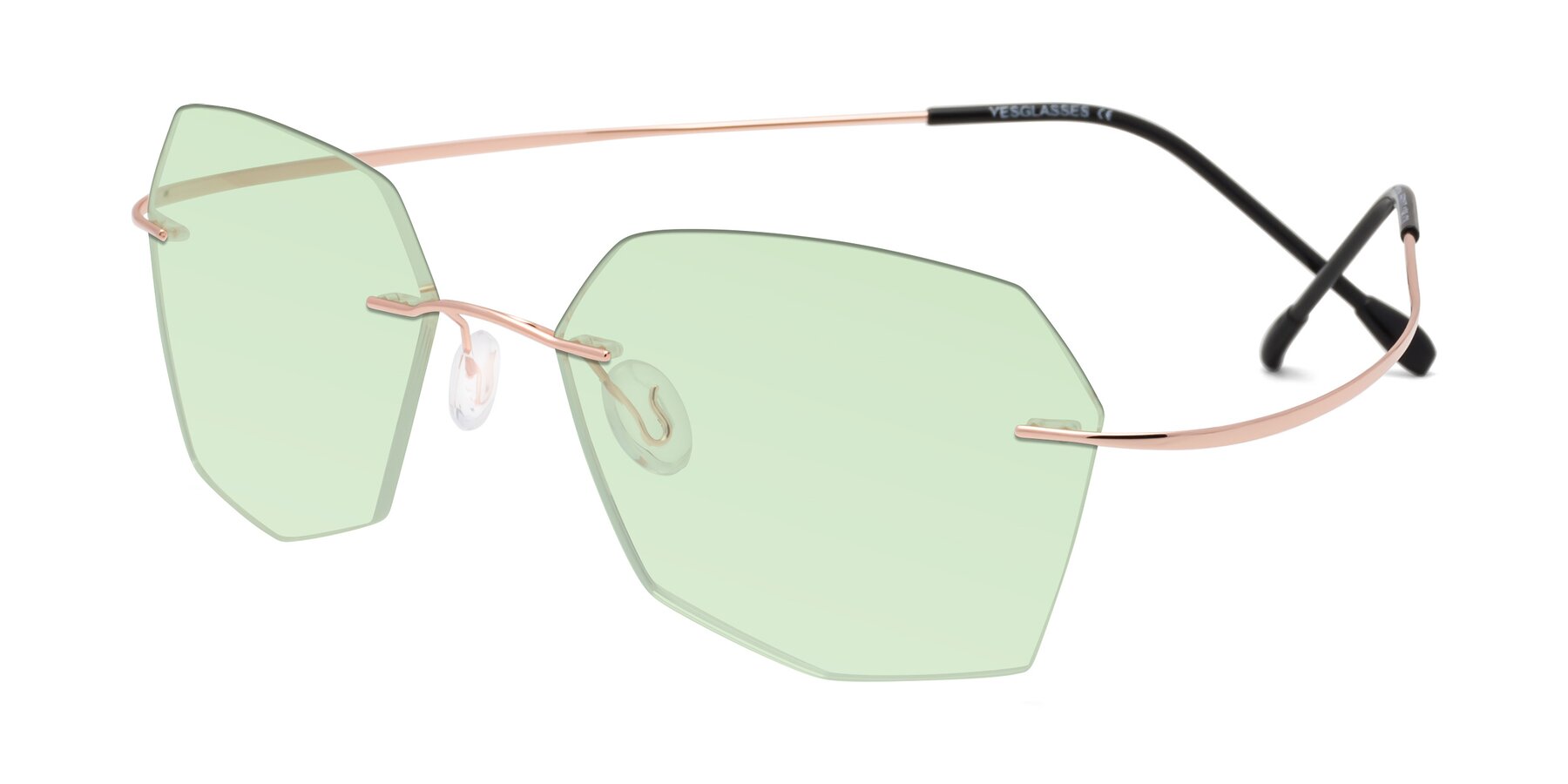 Angle of Denzel in Rose Gold with Light Green Tinted Lenses