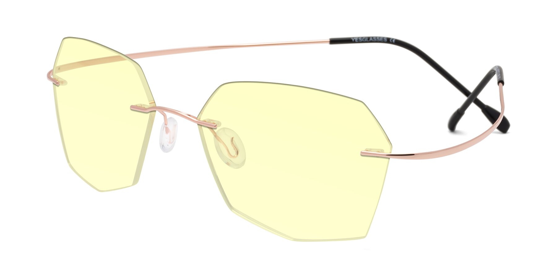 Angle of Denzel in Rose Gold with Light Yellow Tinted Lenses