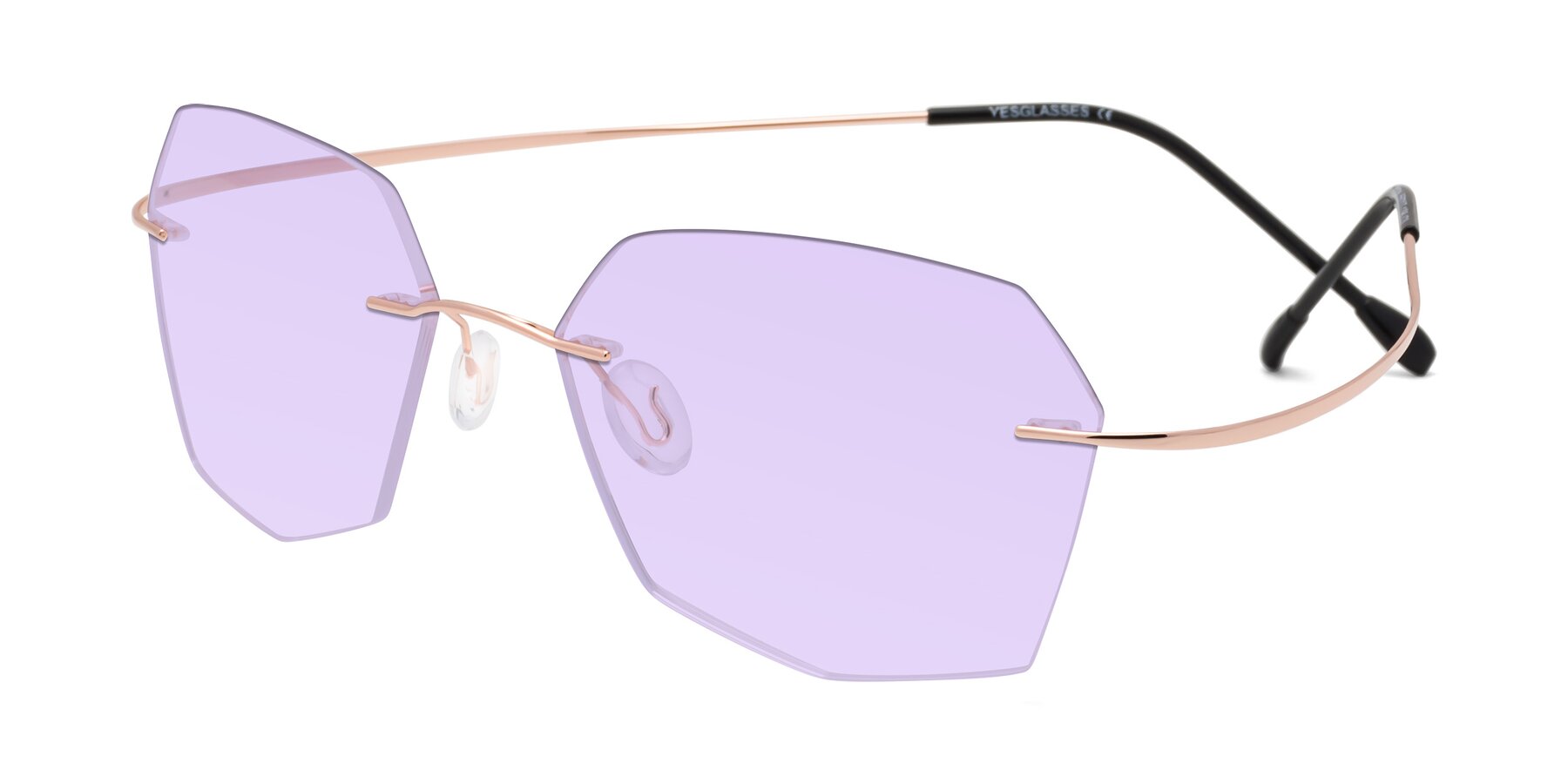 Angle of Denzel in Rose Gold with Light Purple Tinted Lenses