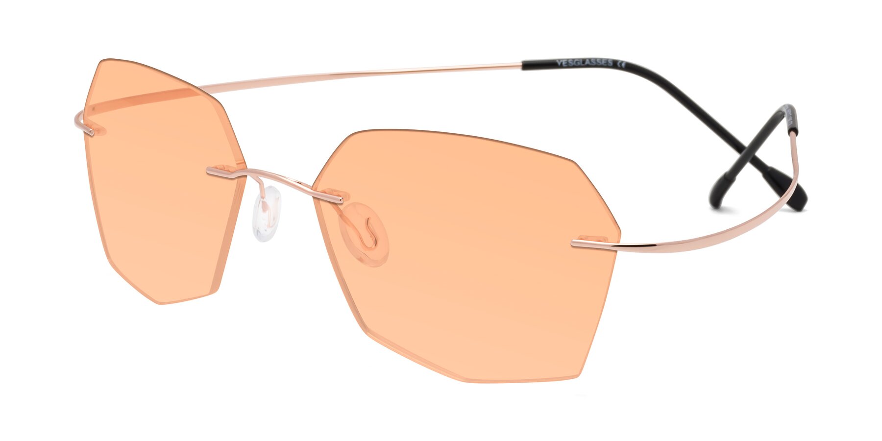 Angle of Denzel in Rose Gold with Light Orange Tinted Lenses