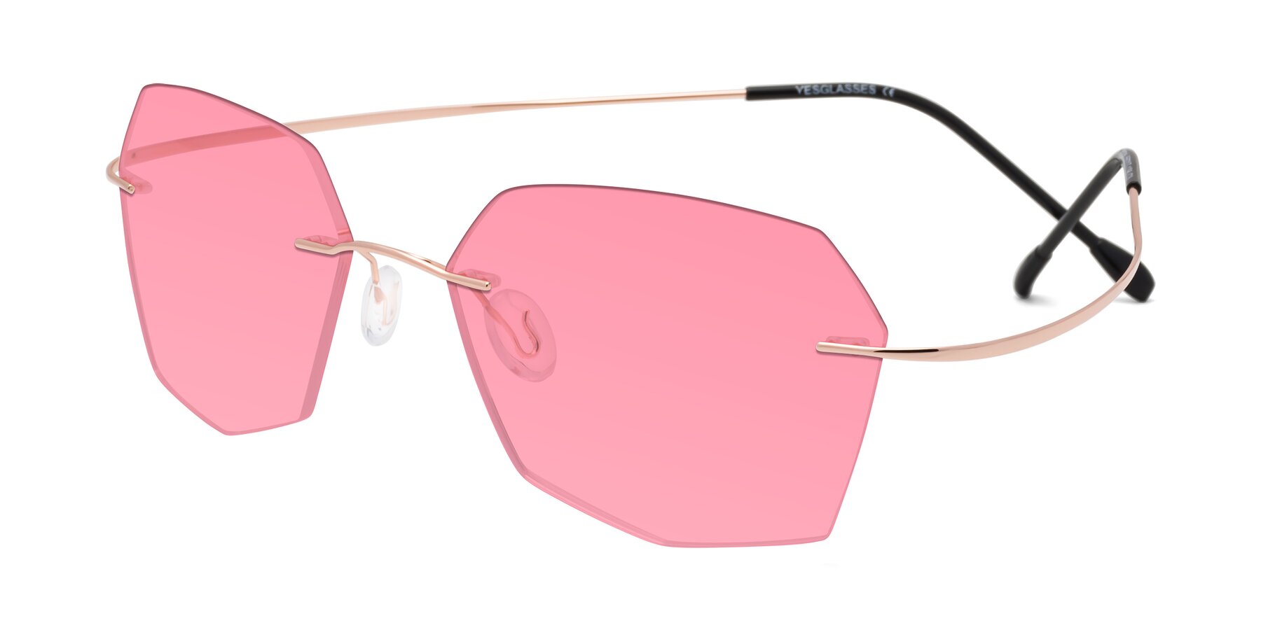 Angle of Denzel in Rose Gold with Pink Tinted Lenses